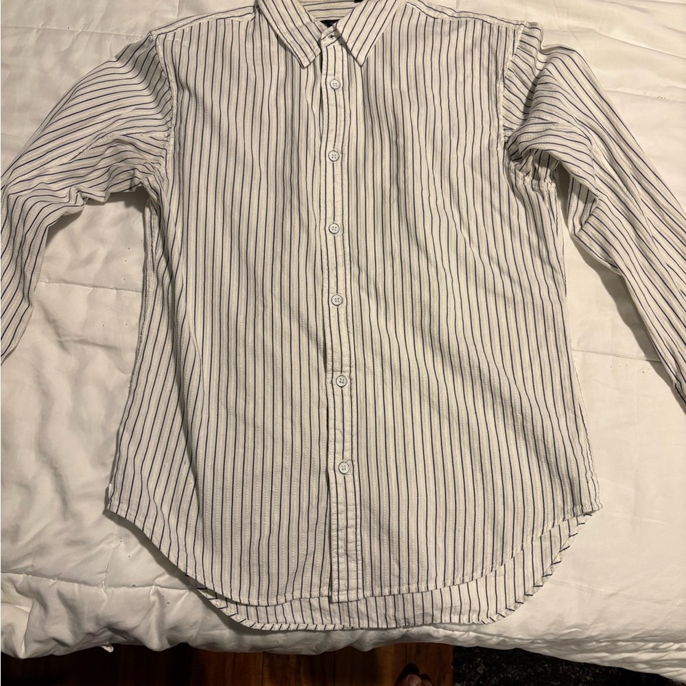 rag & bone White and Black Striped Casual Shirt